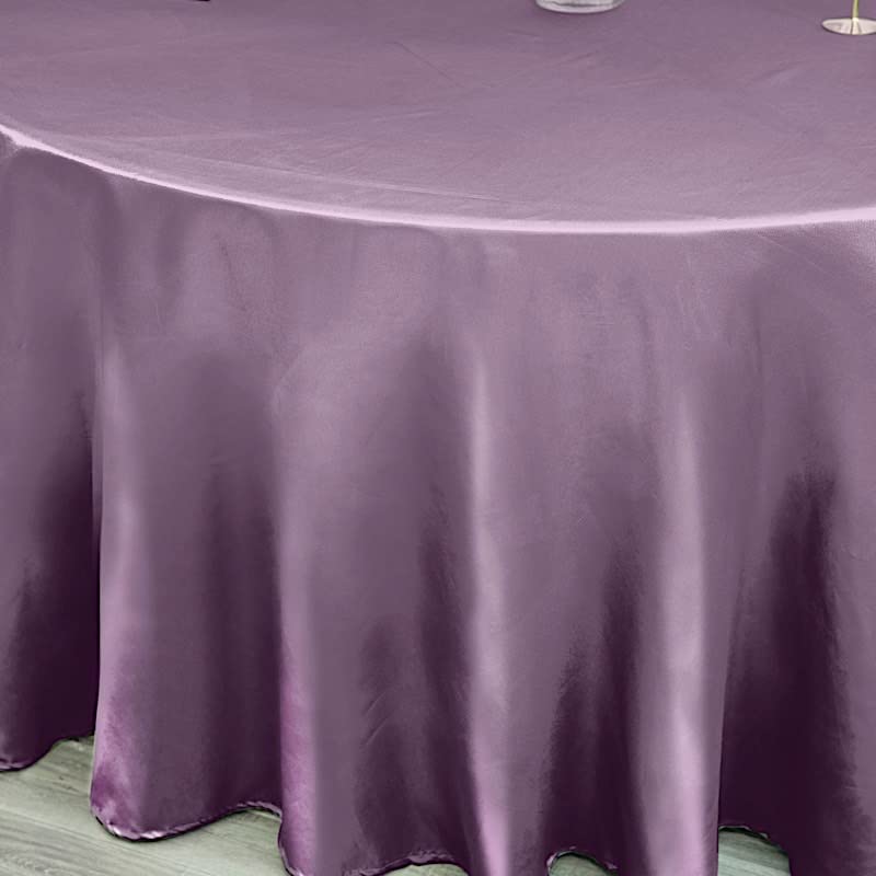 Balsacircle 120 Inch Amethyst Satin Round Tablecloth Table Cover Linens For Wedding Table Cloth Party Reception Events Kitchen D